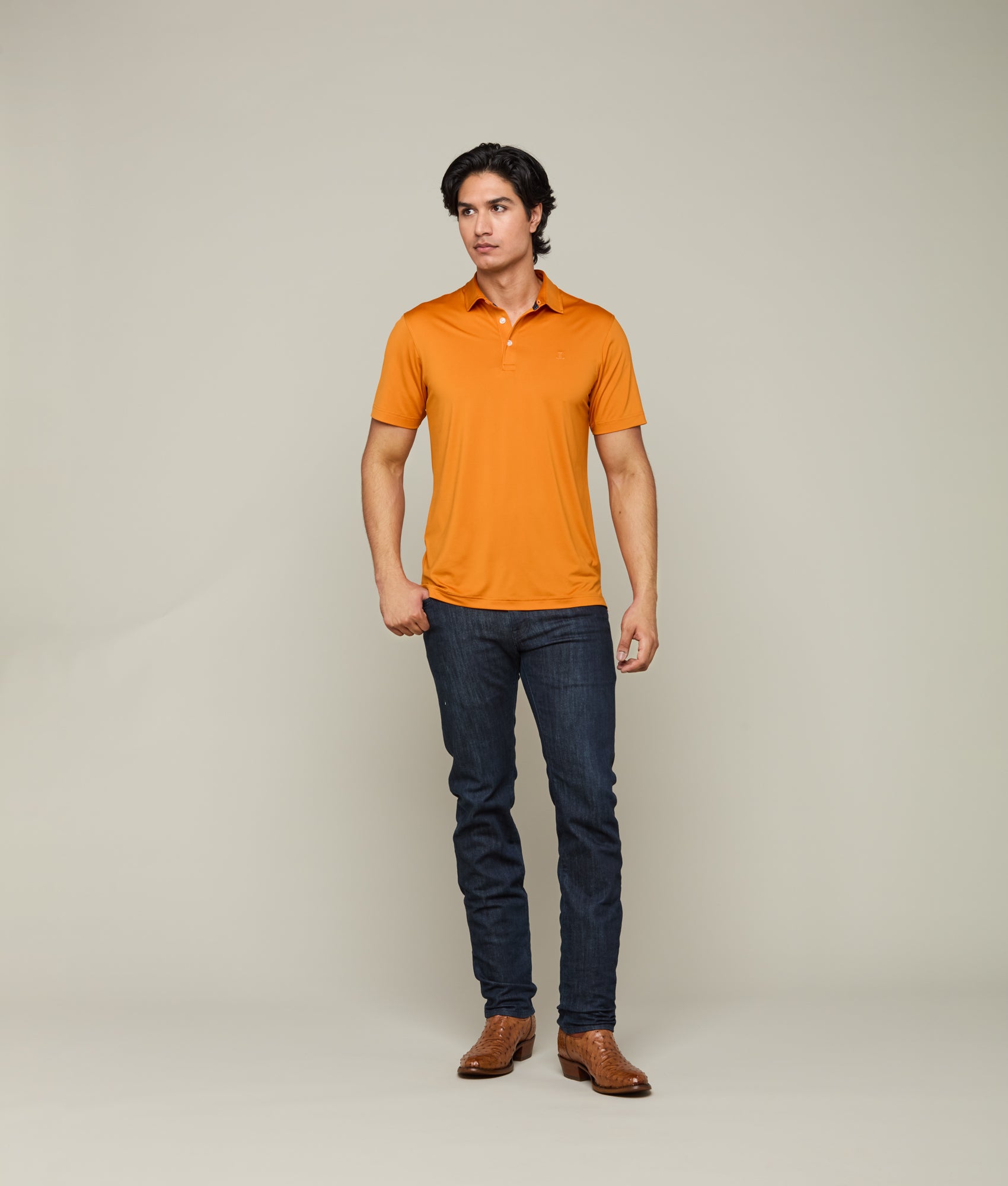 Lucchese Golf Polo :: UT Burnt Orange - Image 5