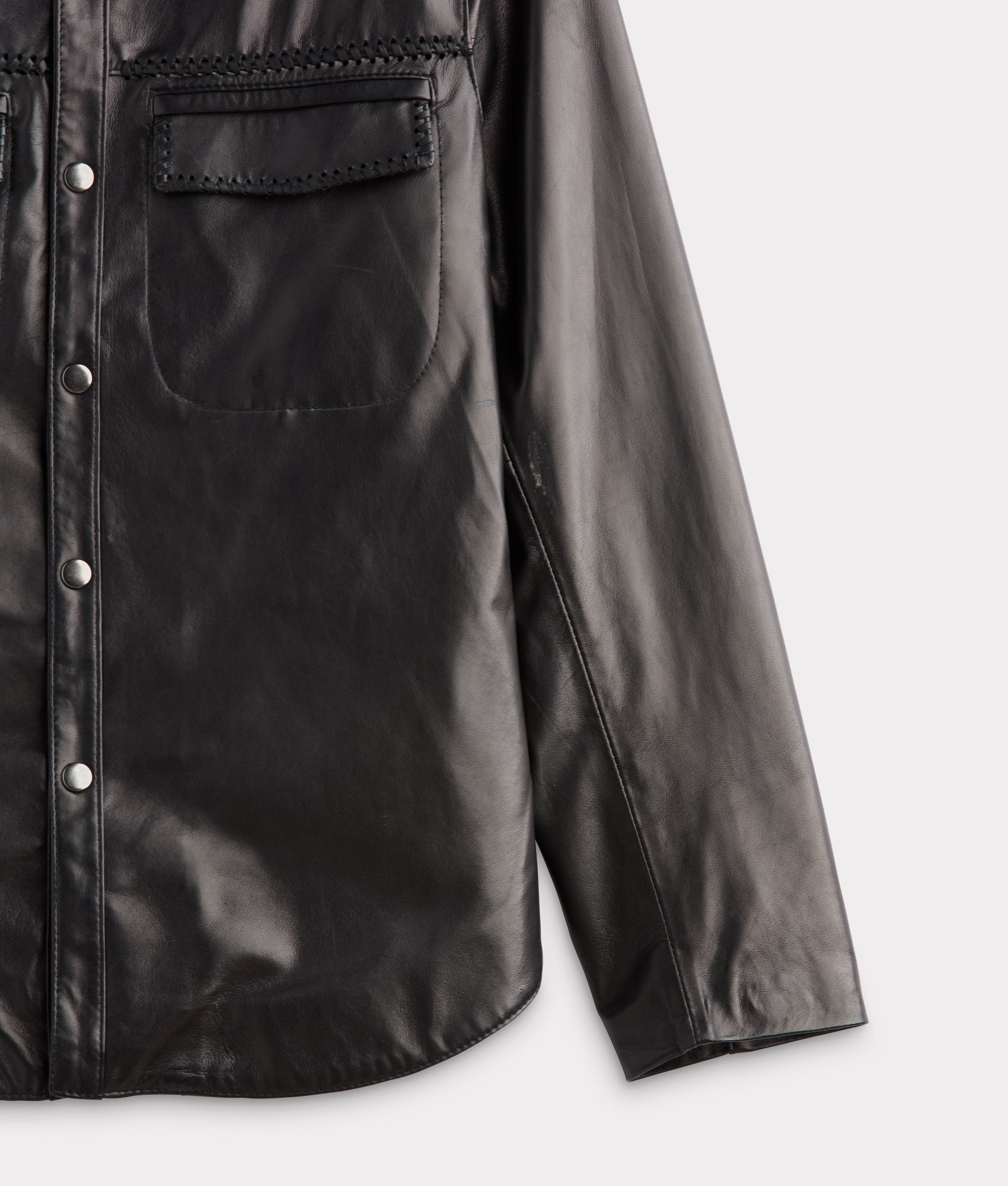 Clint Leather Shacket :: Black - Image 4