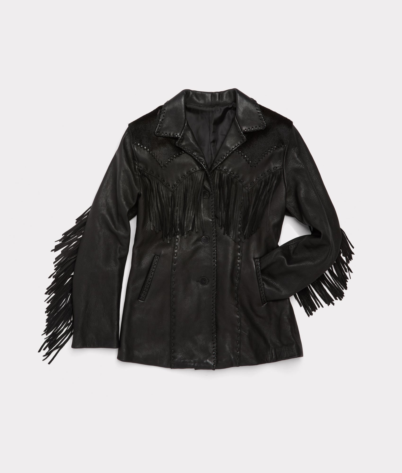 Hair-On Yoke Fringe Jacket :: Black