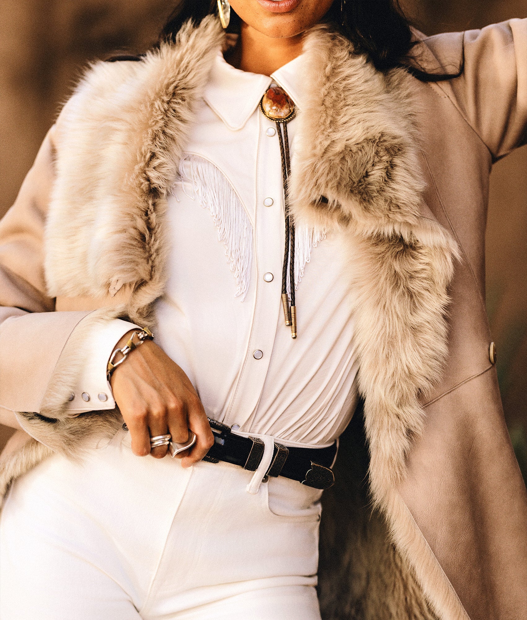 Skye Shearling Coat :: Grey - Image 2