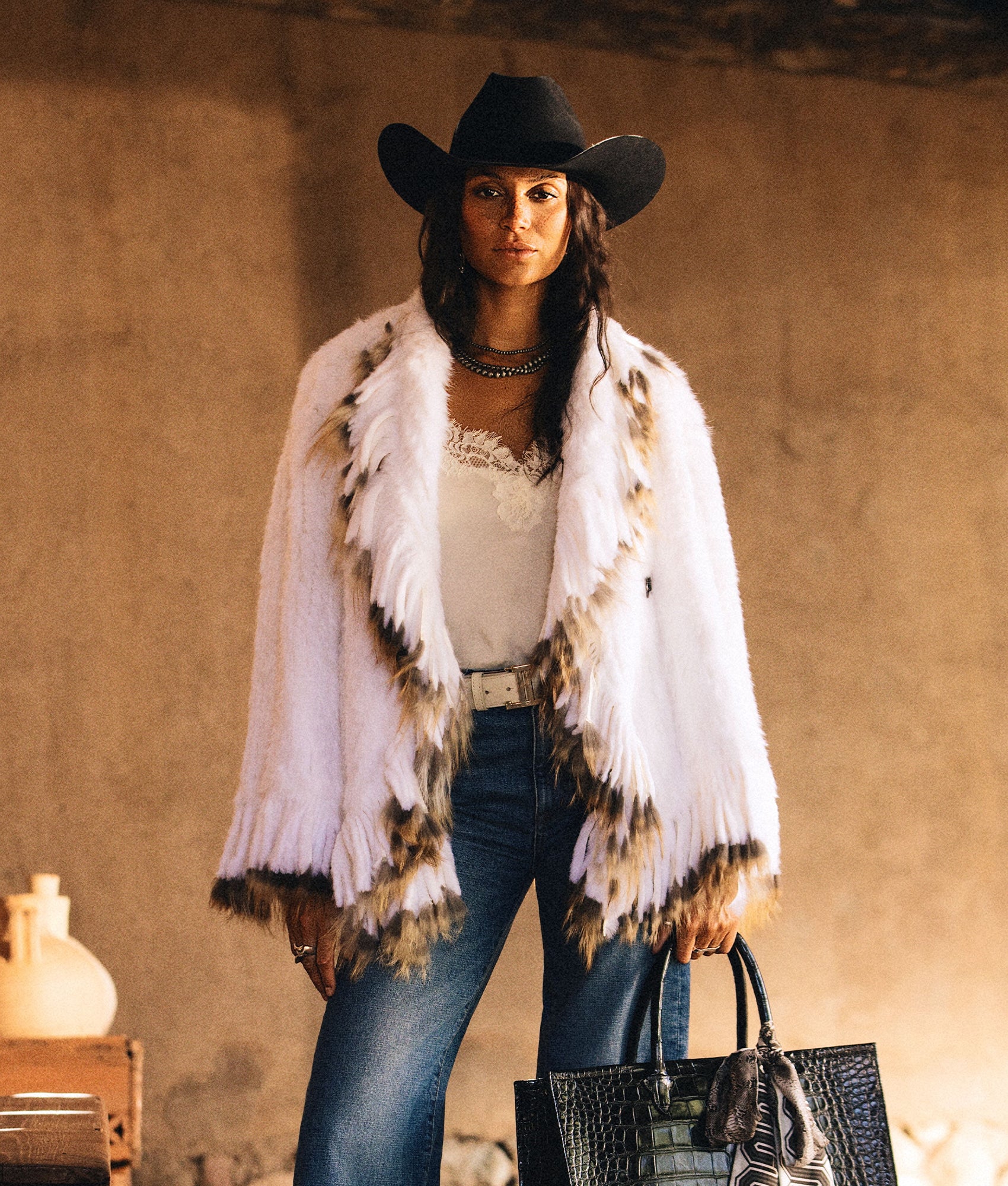 Francis Fur Fringe Jacket :: White - Image 2