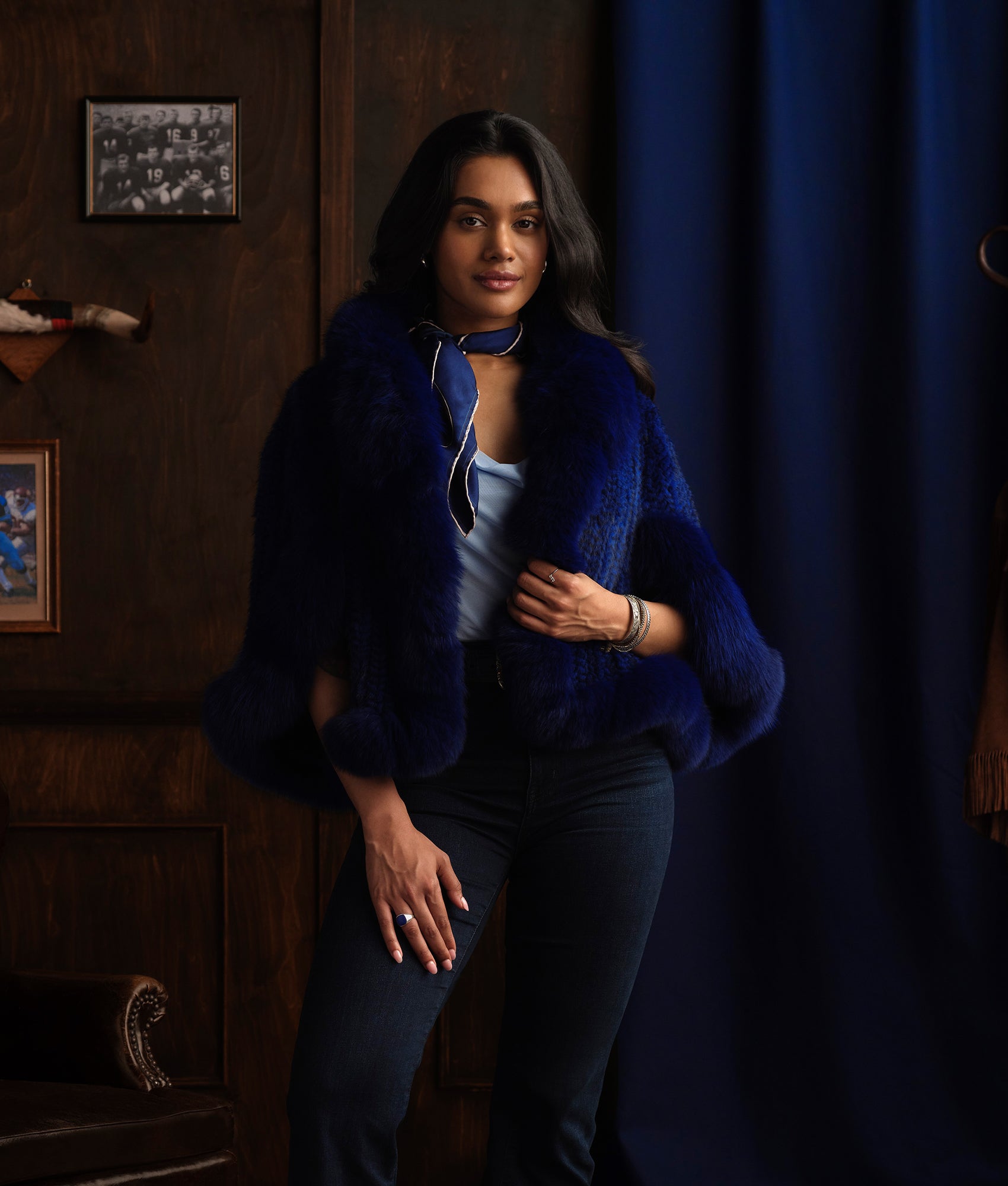 Royale Fur Cape :: Royal Blue - Image 6