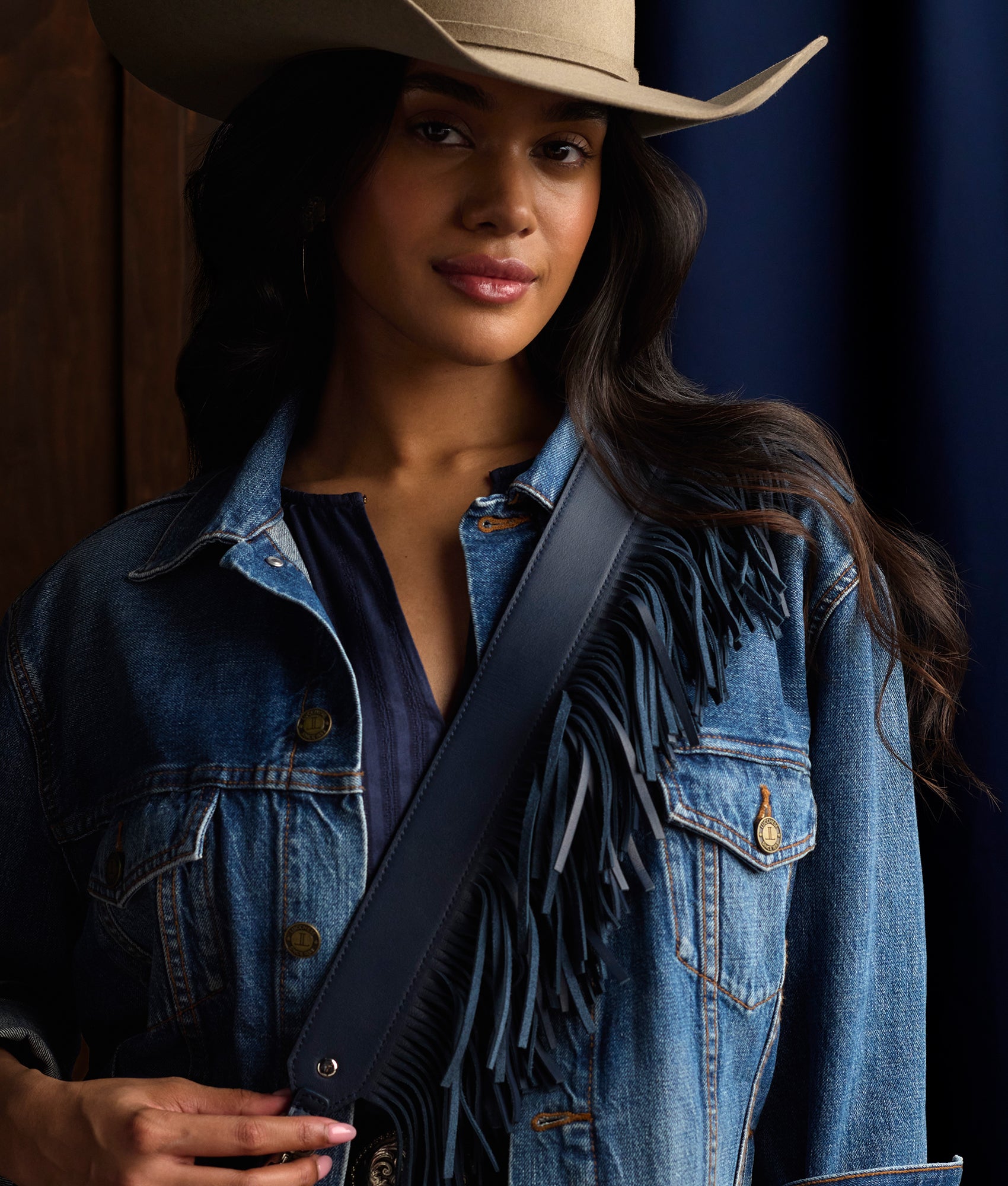 Fringe Handbag Strap :: Navy - Image 2