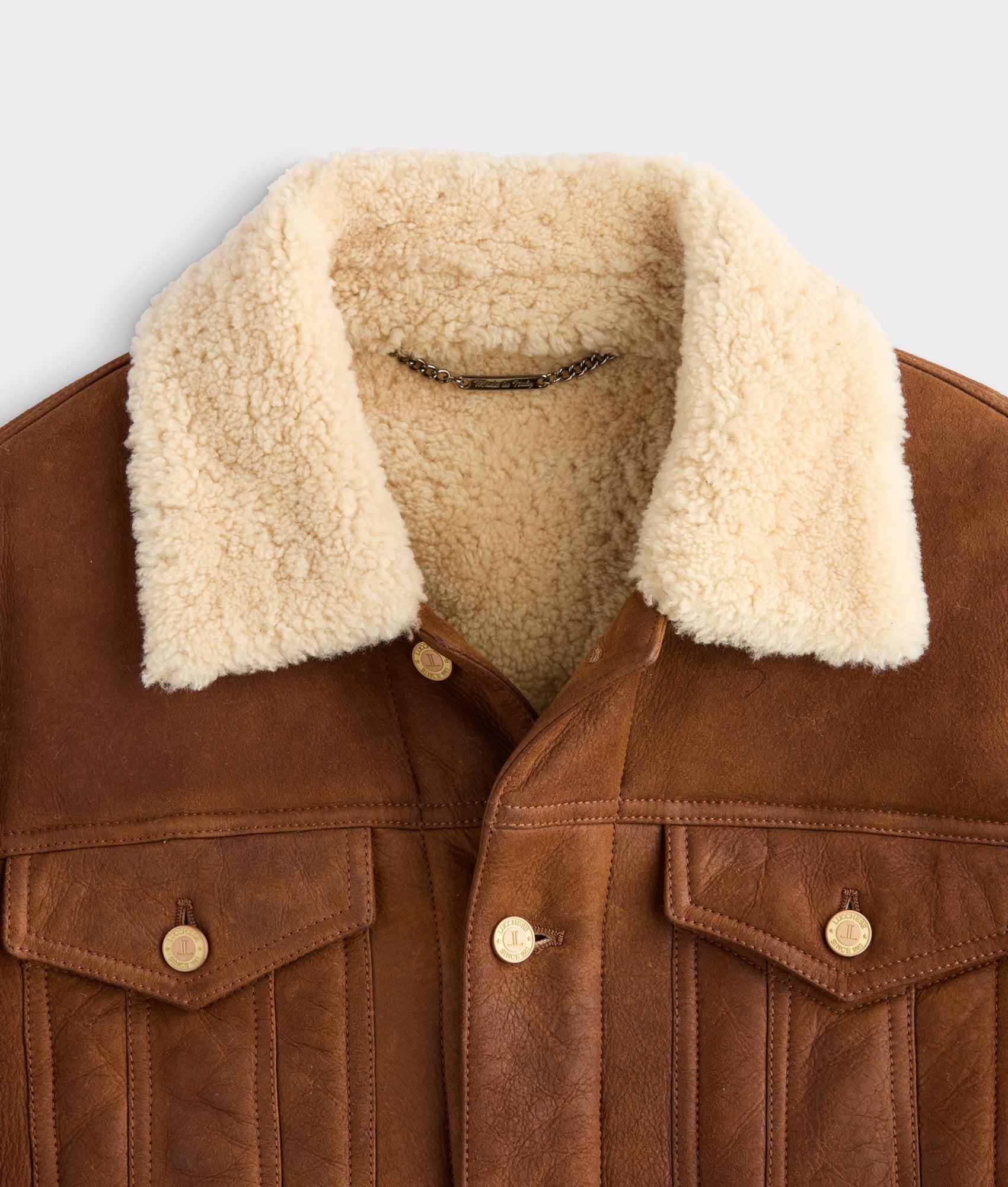 Kyle Shearling Trucker Jacket :: Cognac - Image 5