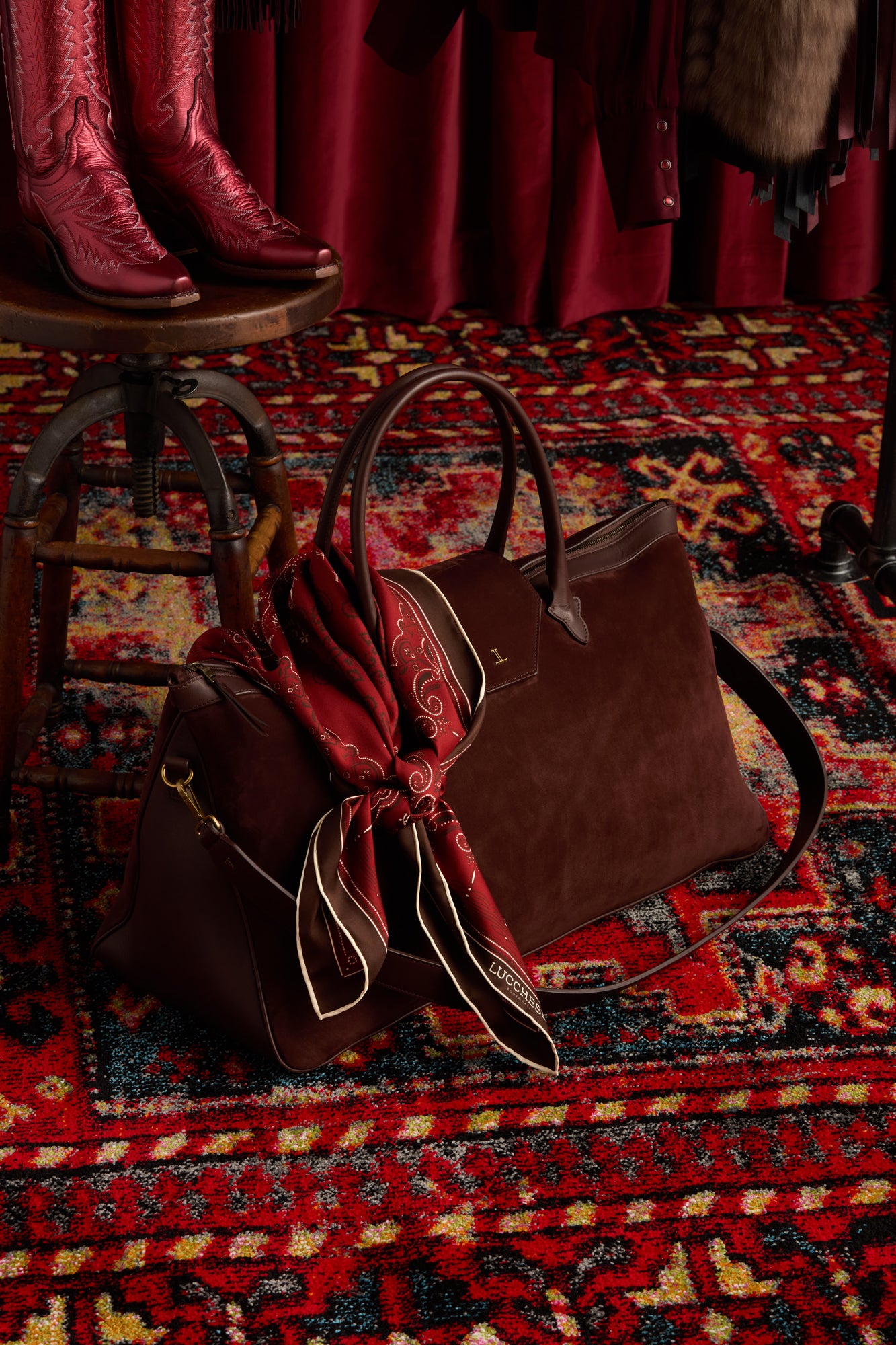 Roots Silk Scarf :: Burgundy - Image 4