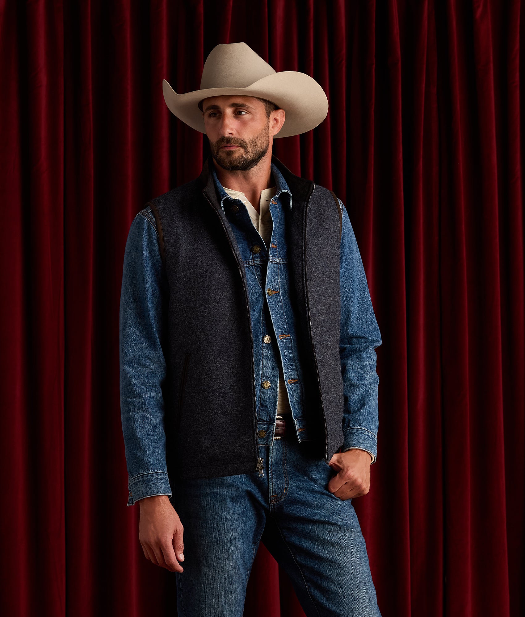 Ashville Wool Vest :: Blue - Image 2