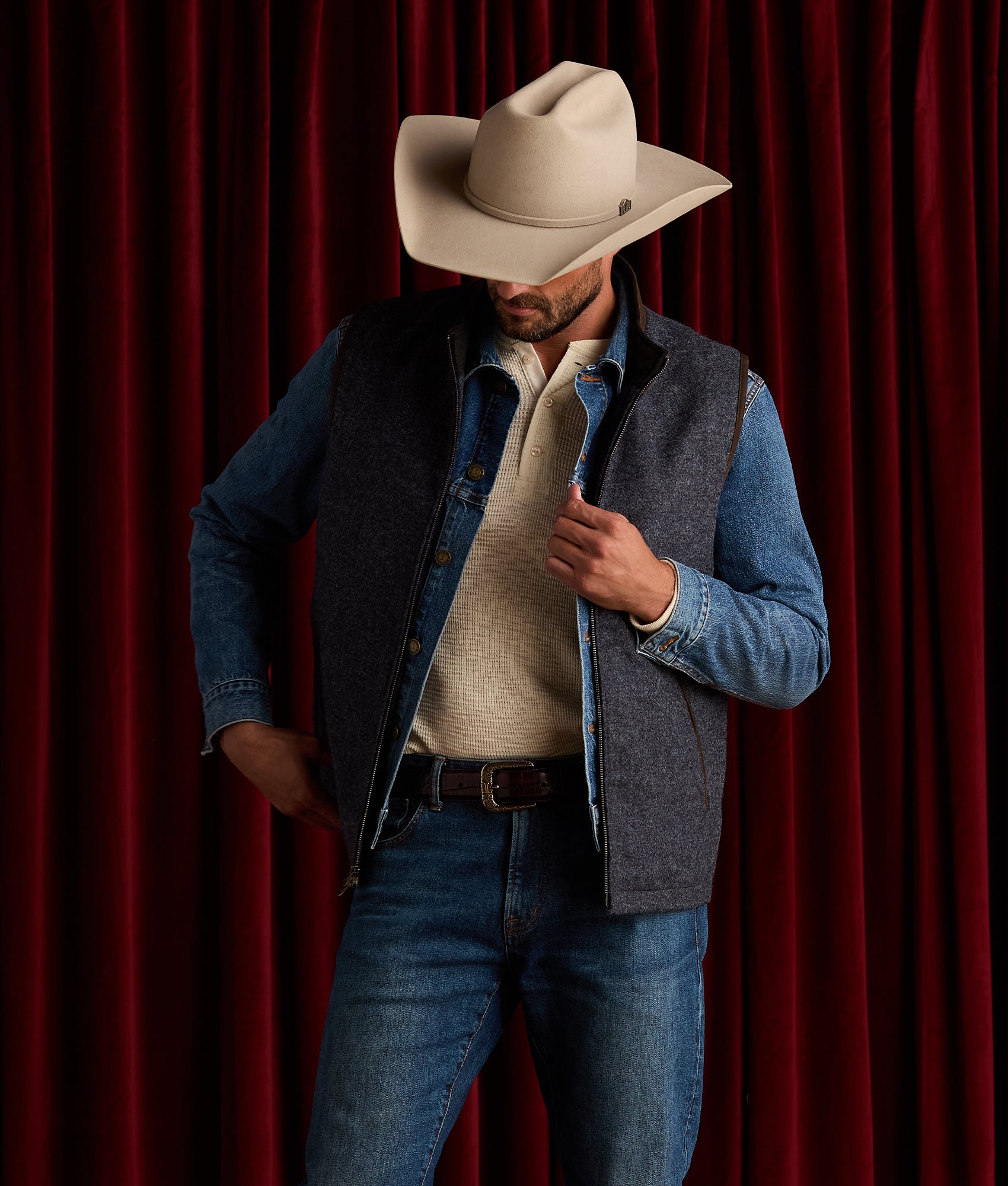 Dylan Waffle Henley :: Ecru - Image 2