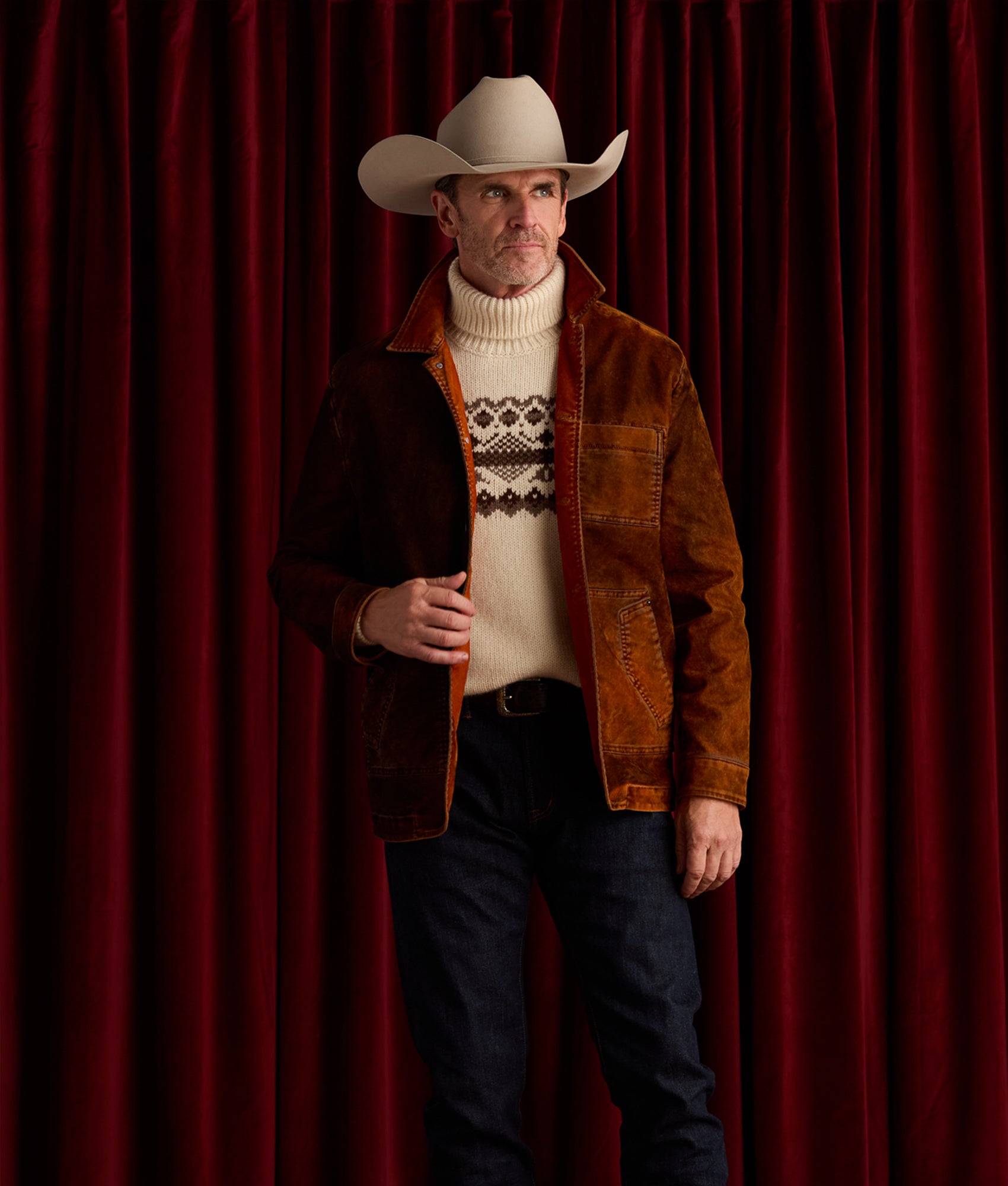 Edwin Turtleneck Sweater :: Cream/Brown - Image 2