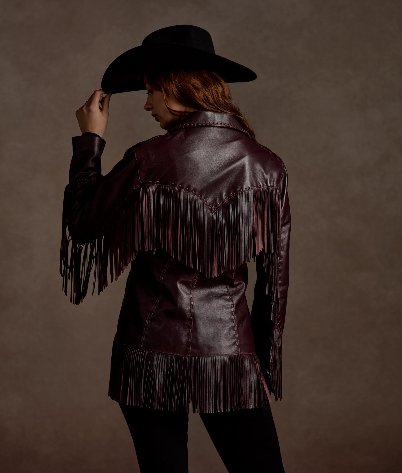 Tallulah Fringe Jacket :: Black Cherry - Image 2