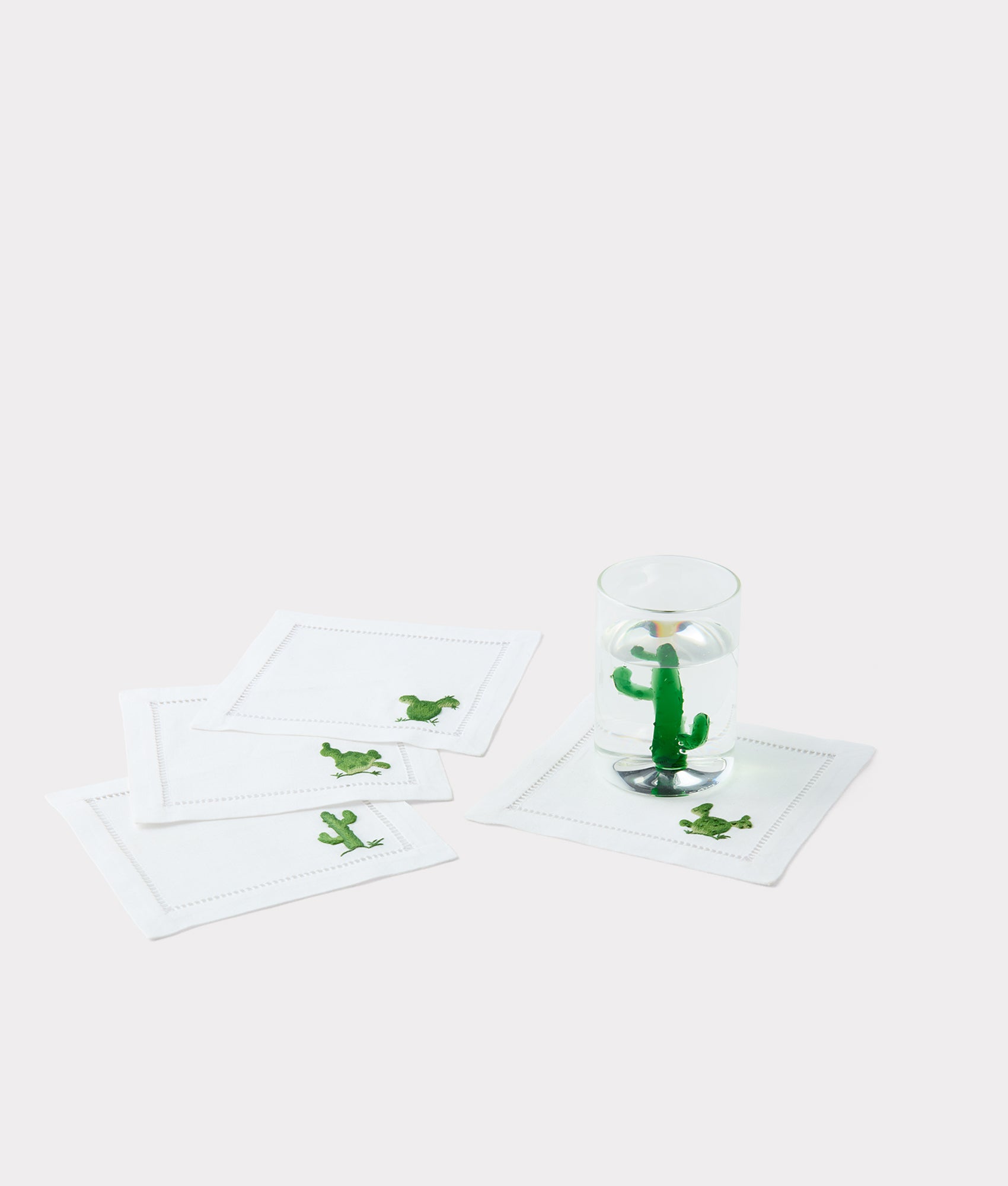 Cactus Cocktail Napkins - Set of Four :: White - Image 7