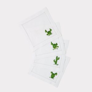 Cactus Cocktail Napkins - Set of Four :: White