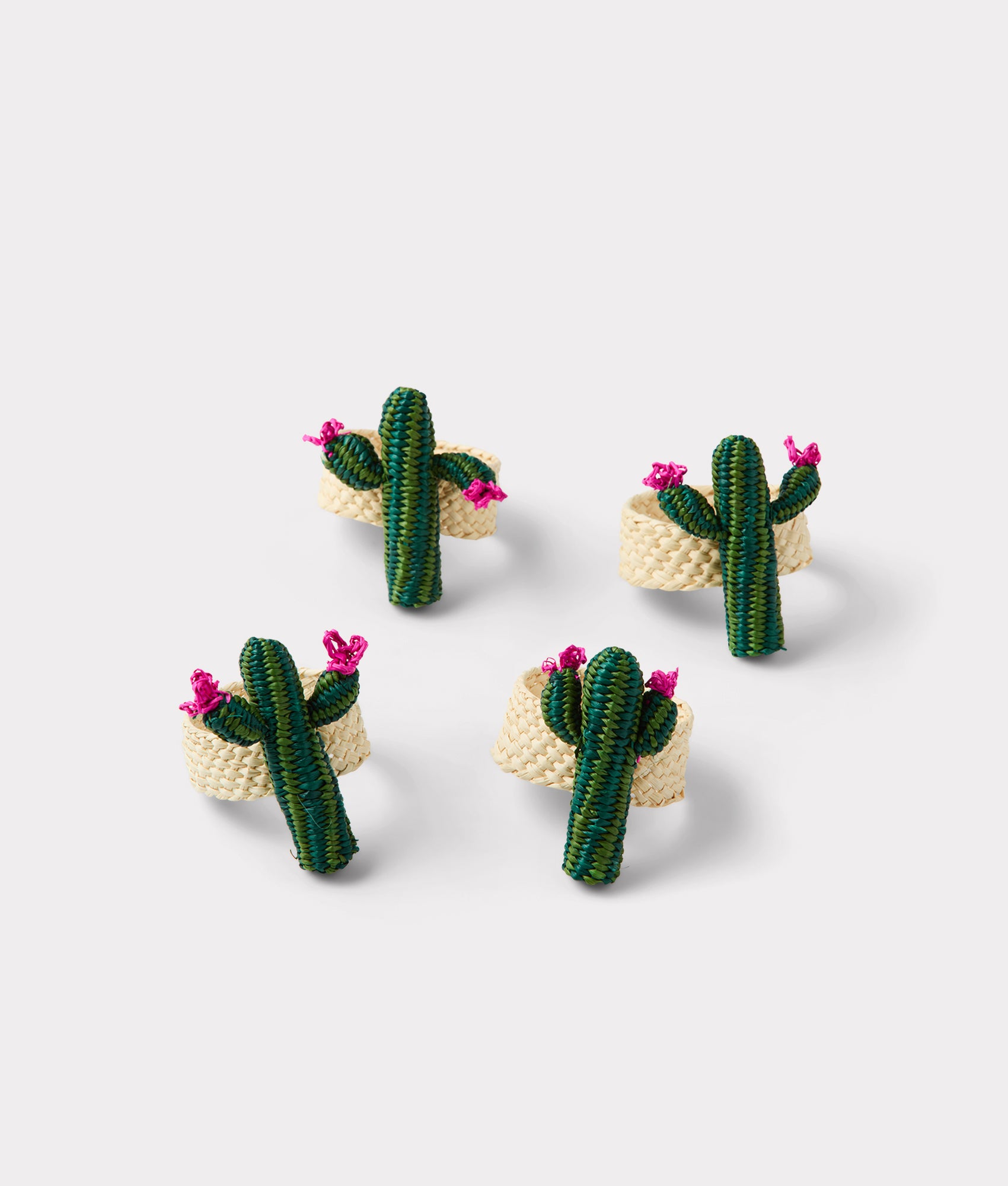 Cactus Flower Napkin Rings - Set of Four :: Green - Image 2