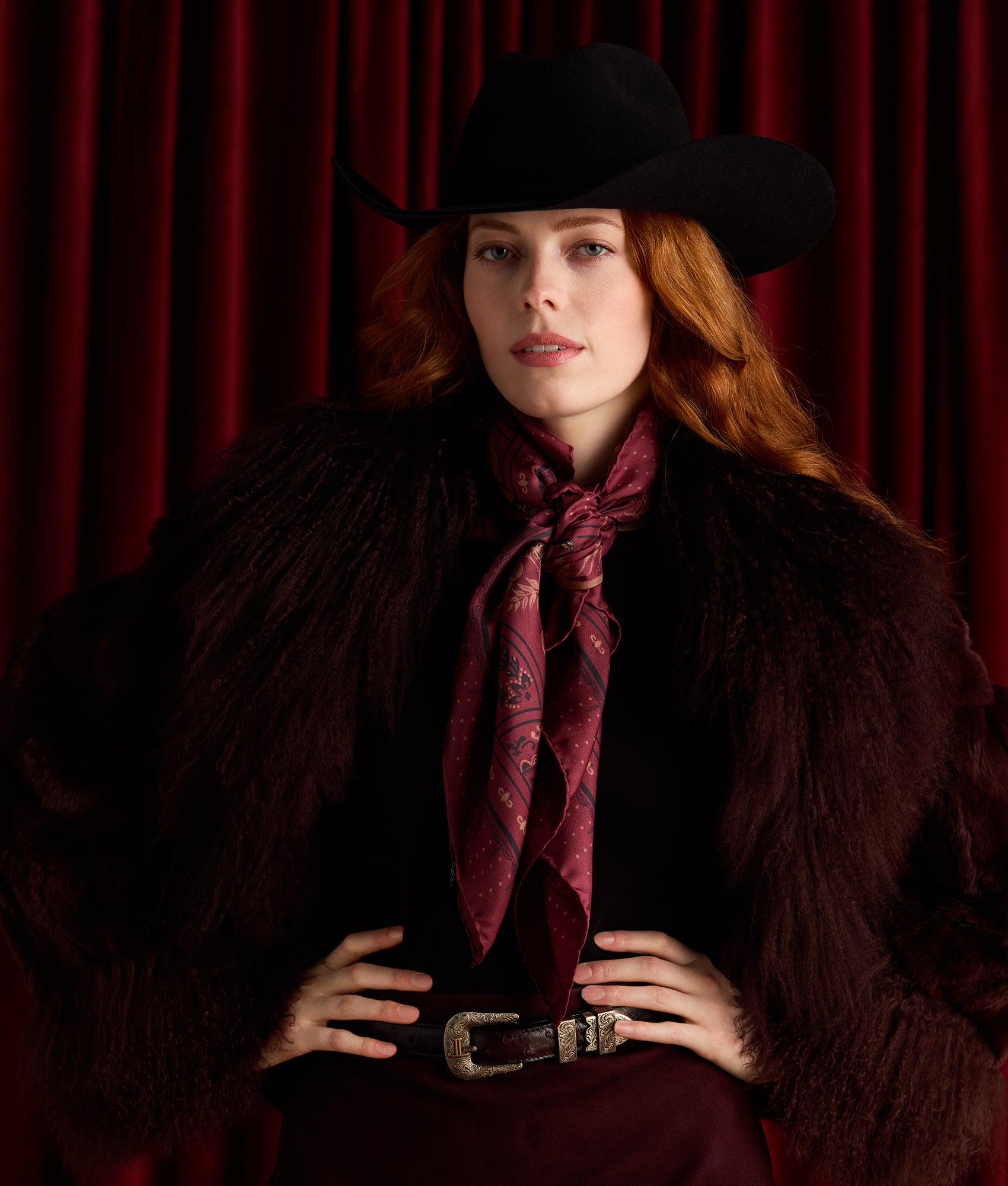 Roots Silk Scarf :: Burgundy - Image 2