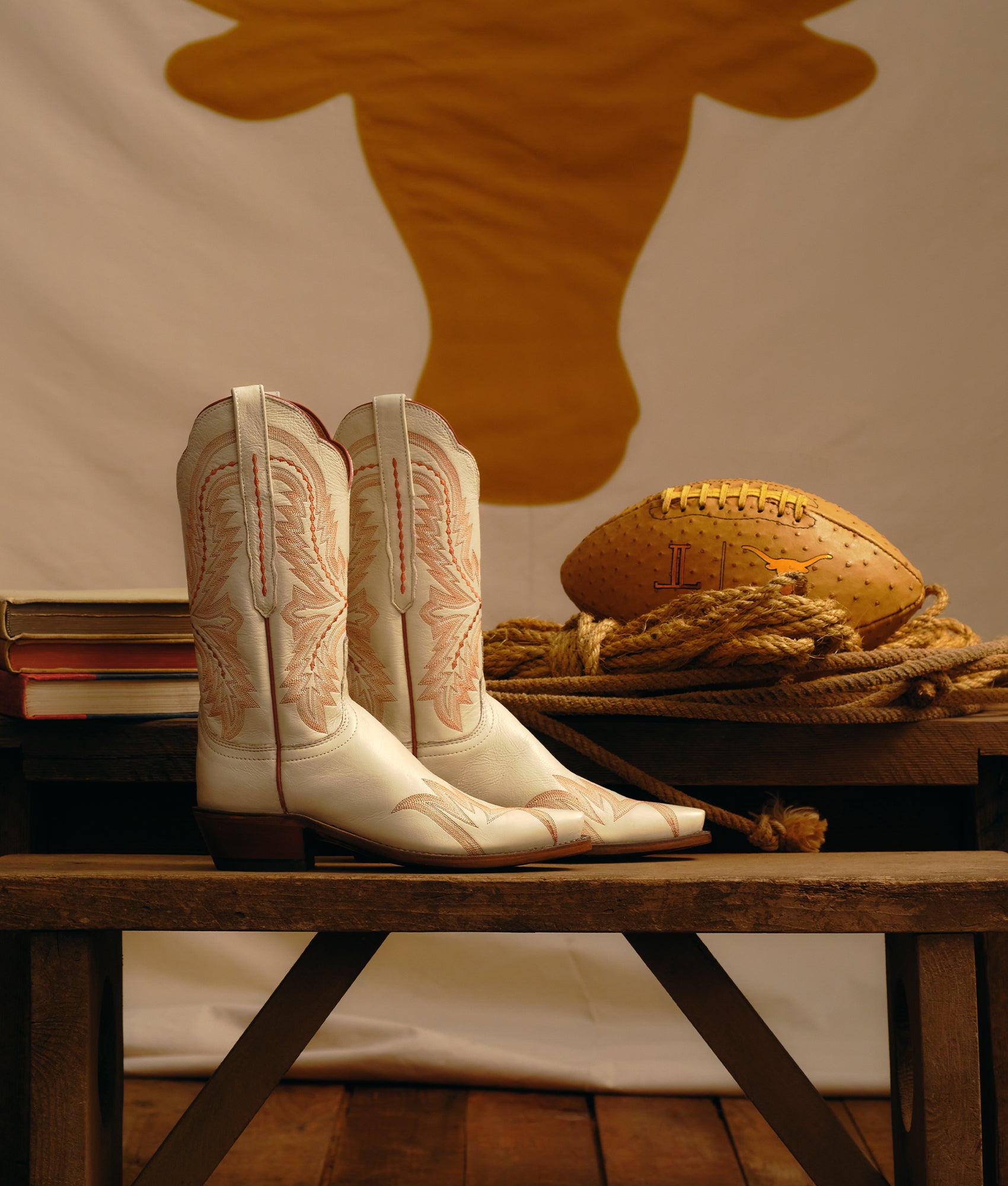 Tilly :: Glitz Cream W/ Burnt Orange Stitching - Image 3