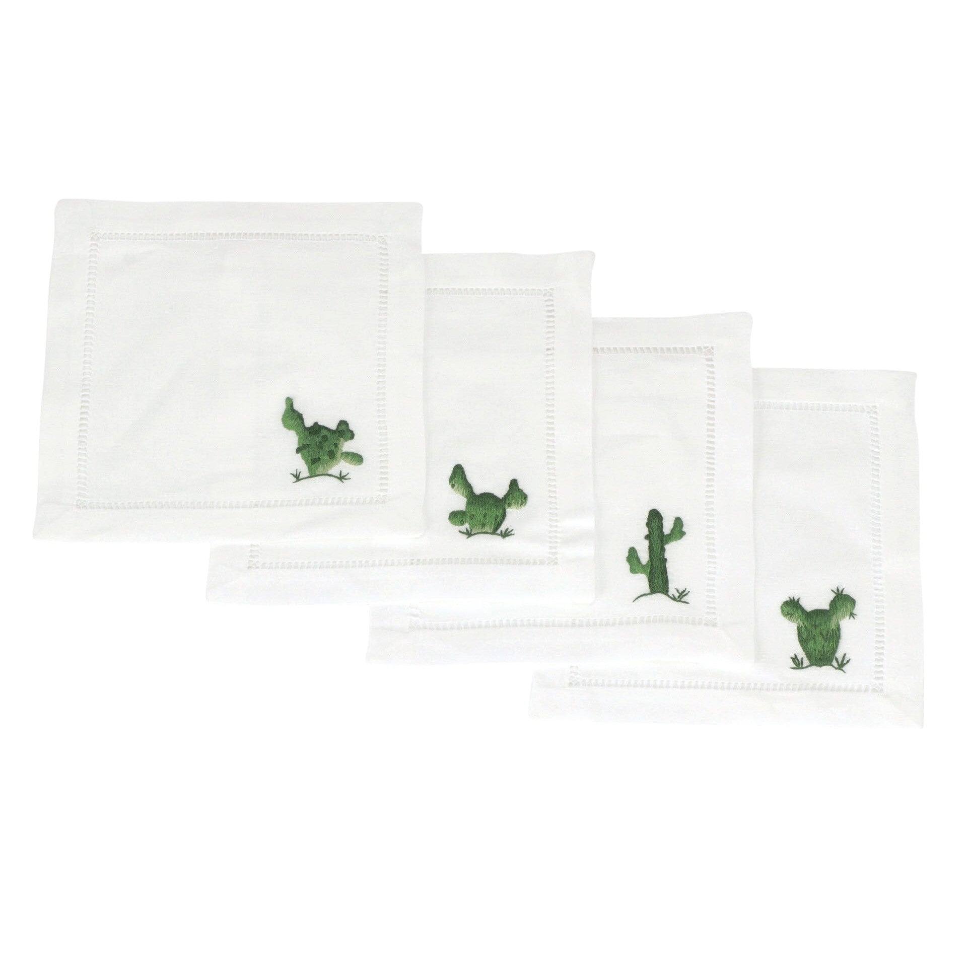 Cactus Cocktail Napkins - Set of Four :: White