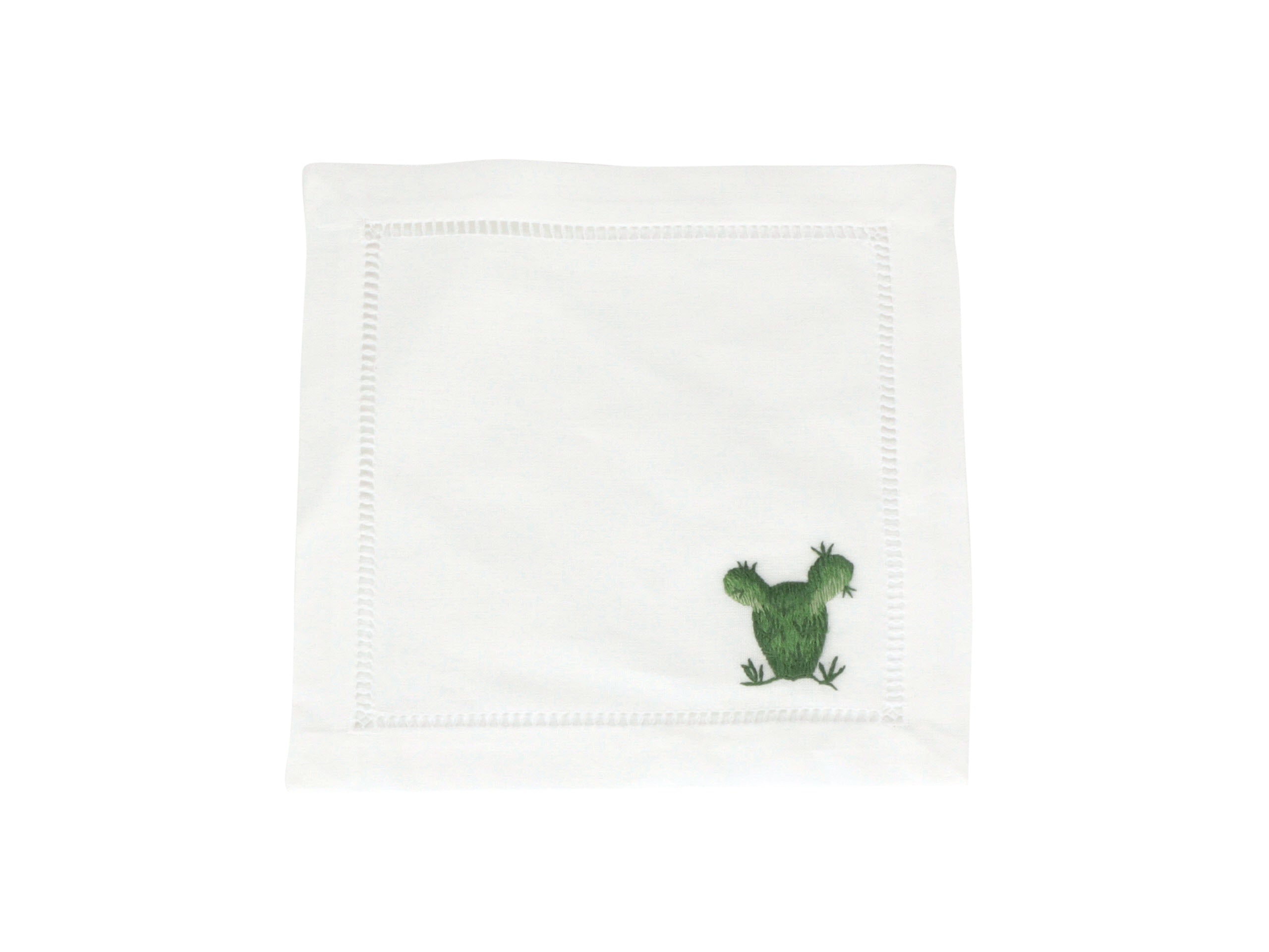 Cactus Cocktail Napkins - Set of Four :: White - Image 4