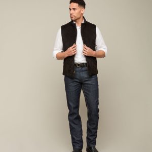 Quilted Suede Vest :: Black