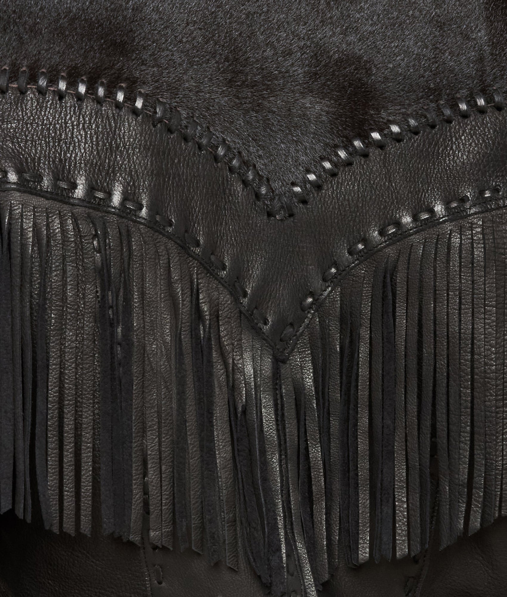Hair-On Yoke Fringe Jacket :: Black - Image 2