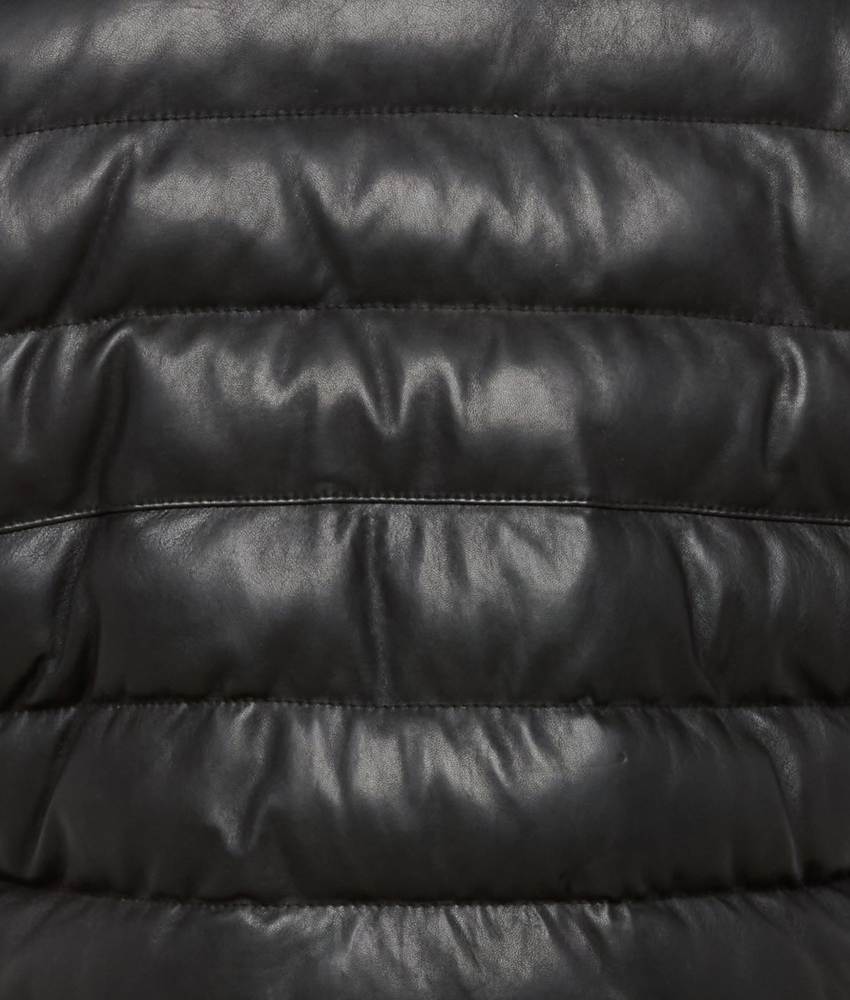 Men's Leather Puffer Vest :: Black - Image 6
