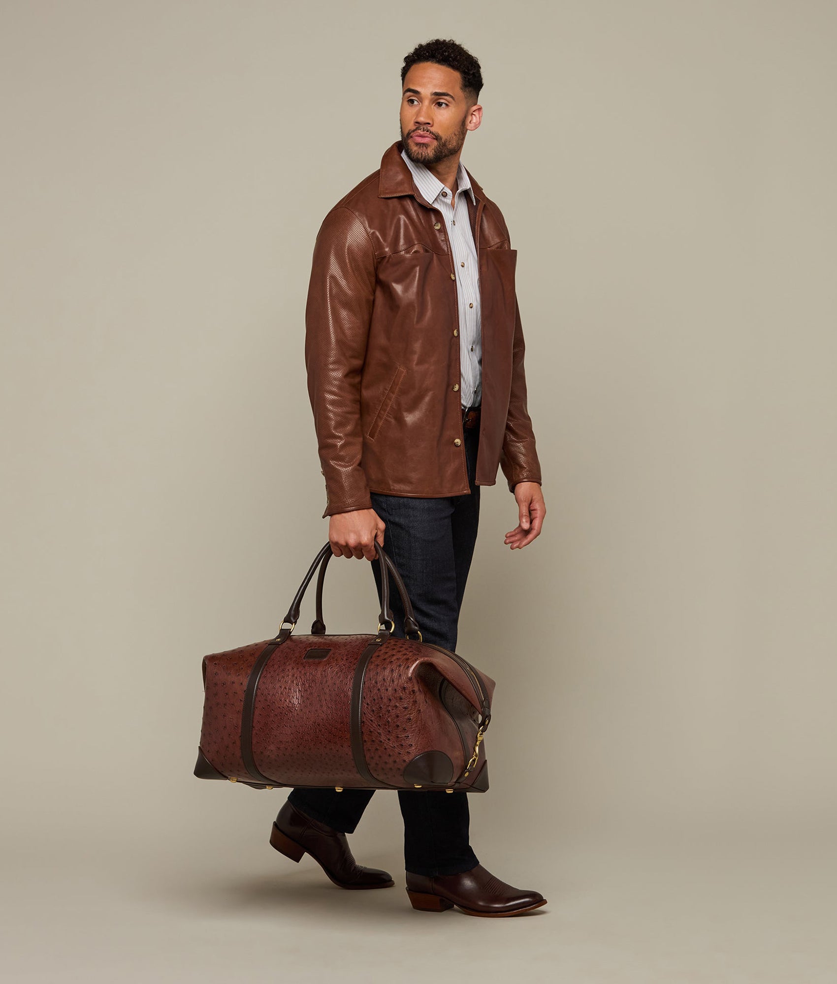 Ostrich Duffle - Large :: Chocolate - Image 2