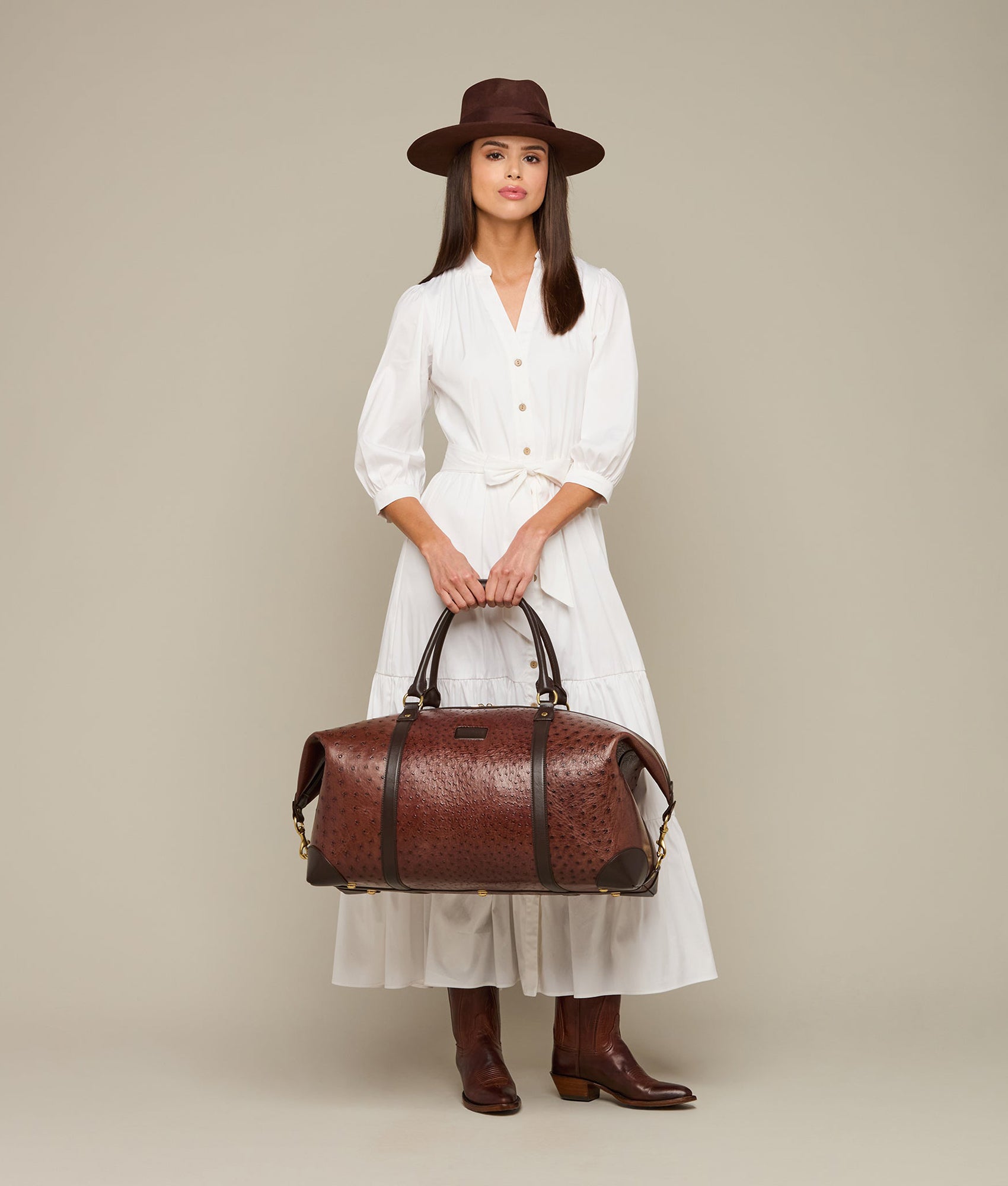 Ostrich Duffle - Large :: Chocolate - Image 3