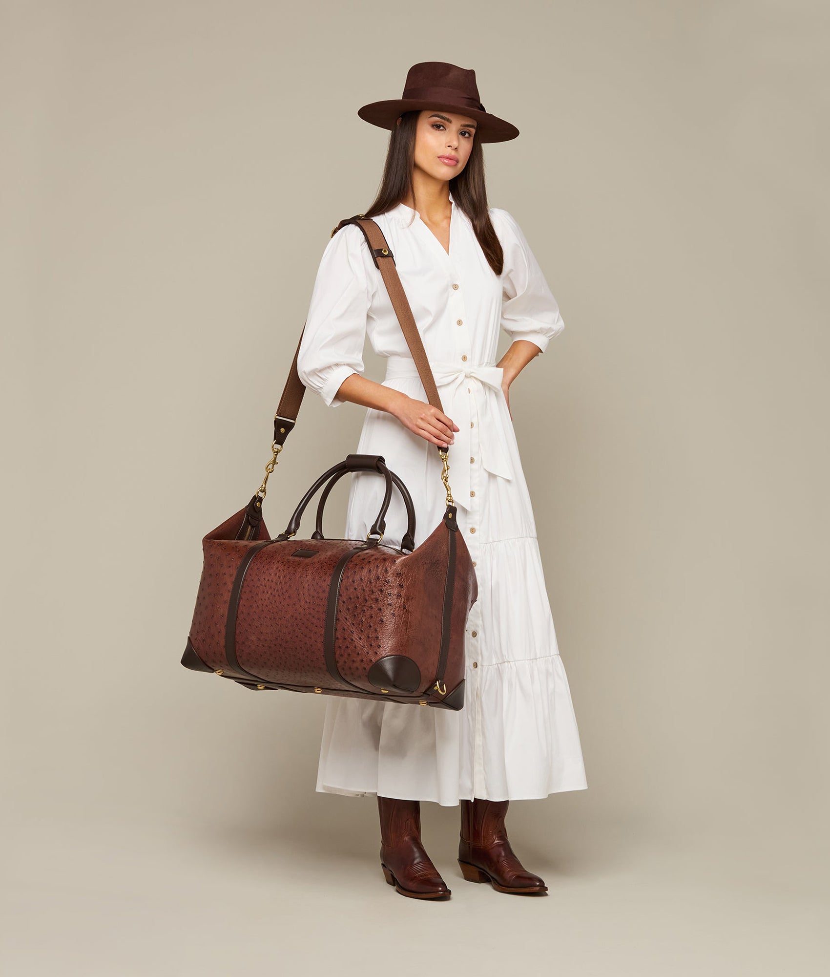 Ostrich Duffle - Large :: Chocolate - Image 5